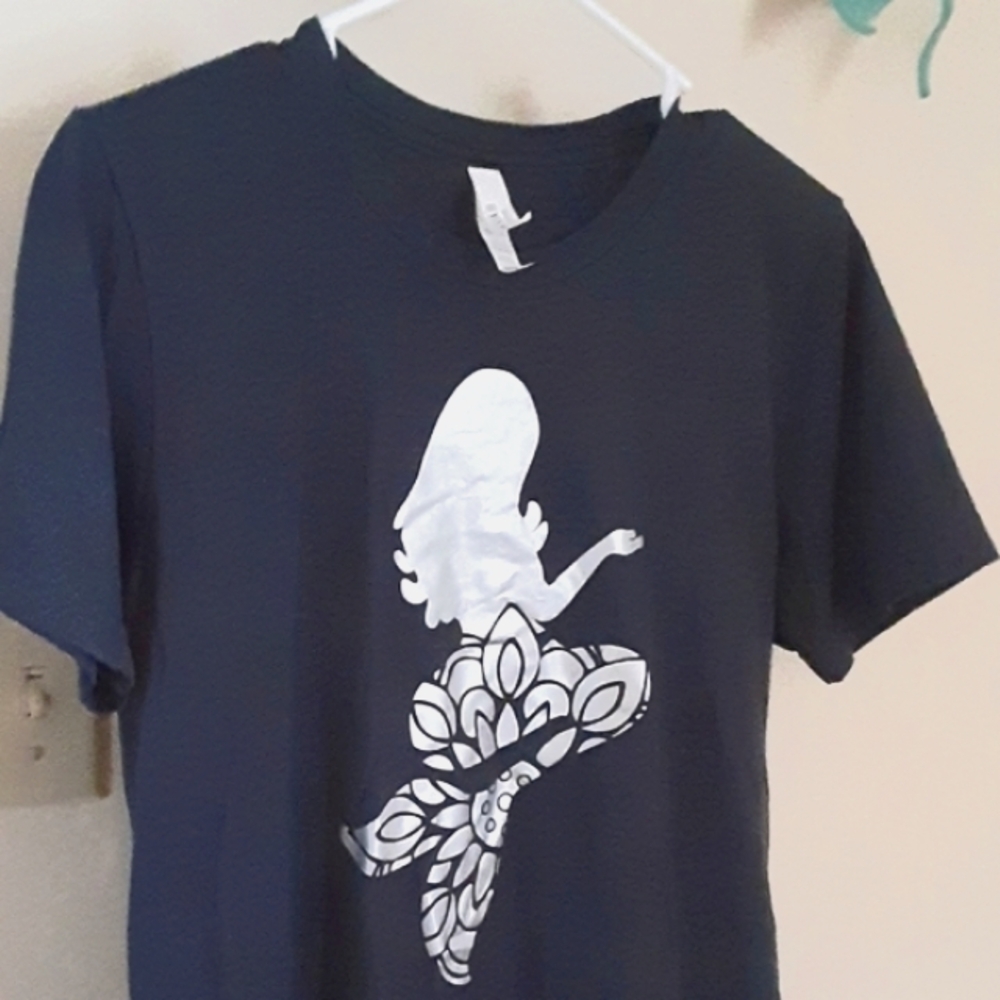 Mermaid Navy Silver Short Sleeve T Shirt Tee - Picture 2 of 6